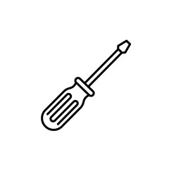 Screwdriver Line Icon Simple Vector Illustration for Repair and Construction Needs
