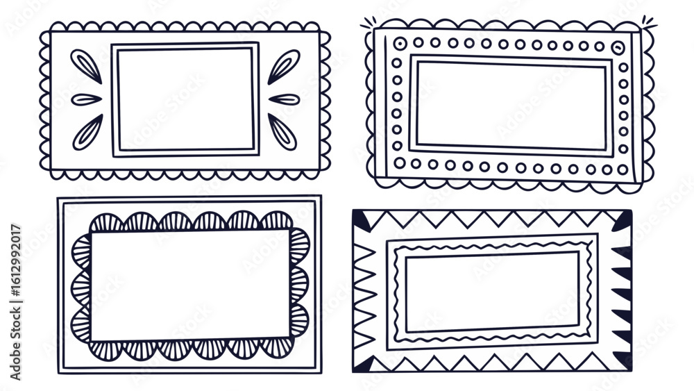 Poster collection of frames border art decoration pattern design drawing illustration element graphic vecto