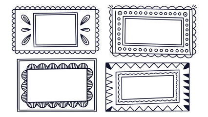 Obraz premium Collection of frames border art decoration pattern design drawing illustration element graphic vector image on transparent background