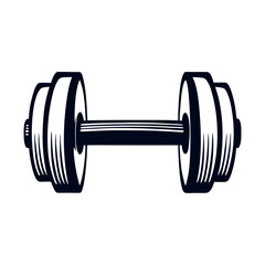 Dumbbell icon illustration in black and white style  