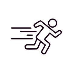 Running figure icon illustrating speed and movement concept  