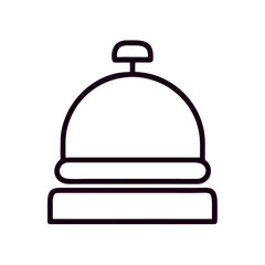 Fototapeta premium Hotel bell icon in simple line art design on white background 