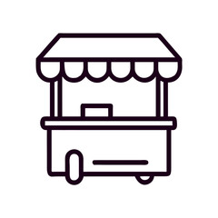 Street food stall icon in minimalistic design and outline style  