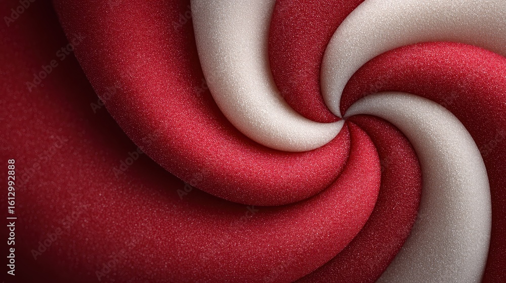 Poster visual metaphor of urgency in advertising with an abstract red spiral enticing consumers to impulse 
