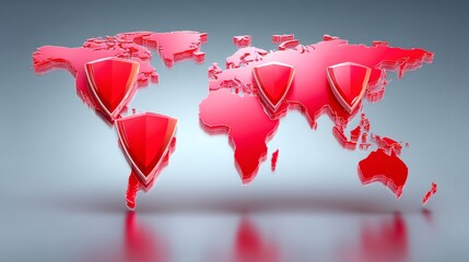 Global security mapping digital world map with security shields virtual environment interactive viewpoint