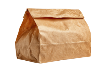 Brown Paper Bag Lunch Packaging Food Container, isolated on a transparent background