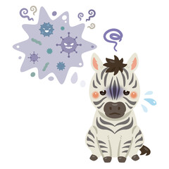 病気になったシマウマのイラスト