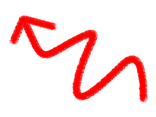 Red zigzag arrow pointing upward on a black background illustration