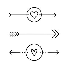 Minimalist Arrows with Heart Symbol Illustrations in Simple Line Design