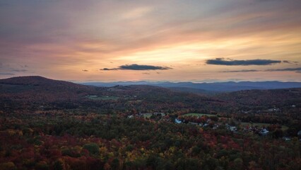 Fototapeta premium Autumn Foliage at Sunset in New England