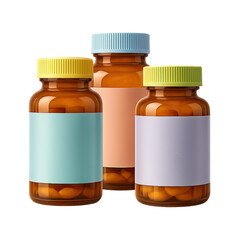 Stack of Three Wellness Pill Bottles Cutout Transparent PNG