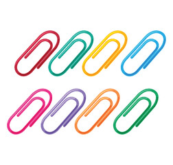 Paper clip icons isolated on white background.