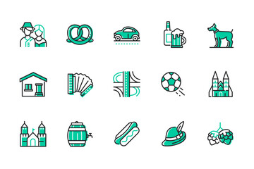 Travel to Germany - set of line design style icons