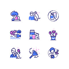 Allergens - set of line design style icons