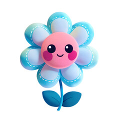 Cheerful Plush Flower with Pink Cheeks – Multicolor Design
