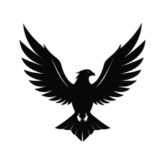 Obraz premium Majestic black silhouette of an eagle with wings spread wide for banner or advertisement use