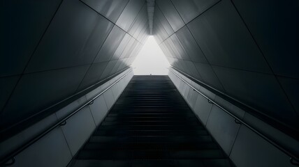 Obraz premium Modern Stairway Leading to Bright Light, Architectural Design