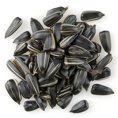 Heap of Black Sunflower Seeds with White Stripes