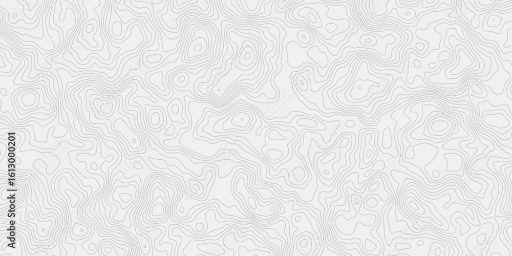 Poster modern white and grey wavey curve line contour map design featuring topography minimalist showing el
