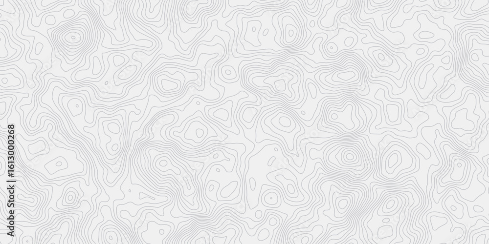 Poster modern white and grey wavey curve line contour map design featuring topography minimalist showing el