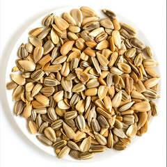 Heap of Sunflower Seeds on a White Plate