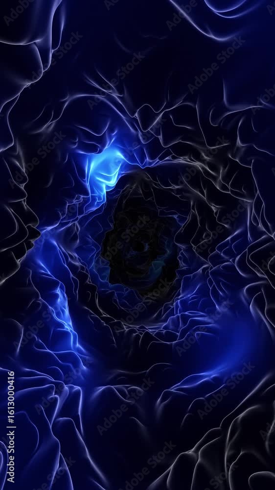 Canvas Prints abstract dynamic dark glowing blue tunnel light vertical animation.