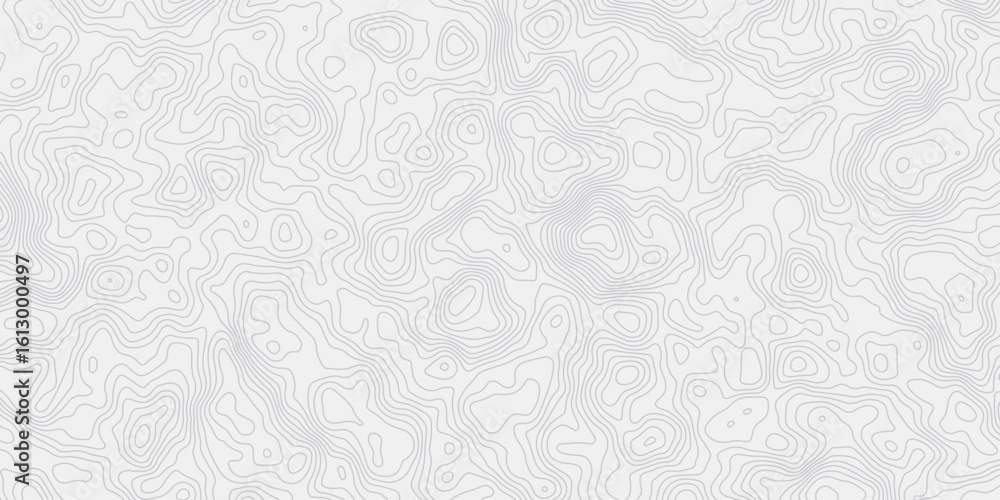 Poster modern white and grey wavey curve line contour map design featuring topography minimalist showing el