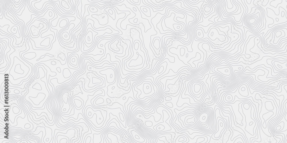 Poster modern white and grey wavey curve line contour map design featuring topography minimalist showing el