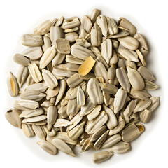 Heap of Sunflower Seeds on a White Background