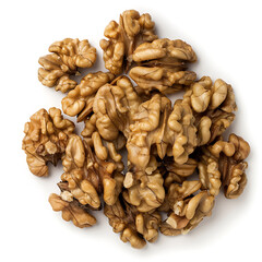 Heap of Raw Walnuts Isolated on White Background