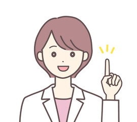 ポイントを説明する白衣の女性