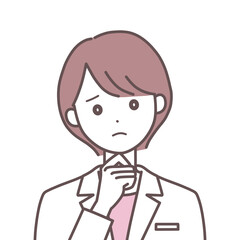 困っている白衣の女性