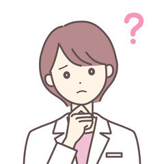 困っている白衣の女性