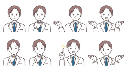 白衣の若い男性　ポーズセット