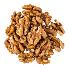 Heap of Raw Walnuts Isolated on White Background