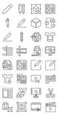 Editable Mockup Template Collection set of web icons in line style. editable mockup, mockup template, editable template and design mockup. Vector illustration