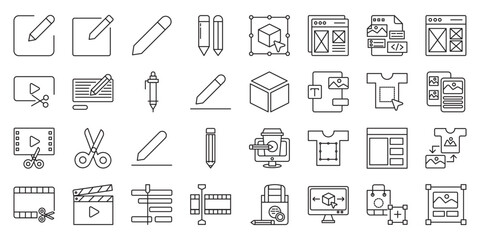 Editable Mockup Template Collection set of web icons in line style. editable mockup, mockup template, editable template and design mockup. Vector illustration