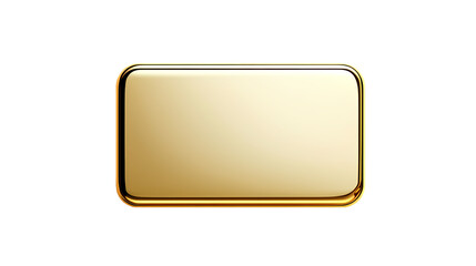 A shiny golden rectangular object with rounded edges isolated on transparent background