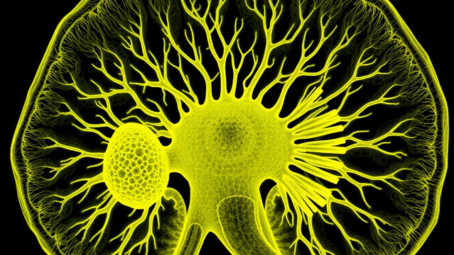 Micro-CT of renal corpuscle:
1. [Structures] Glomerulus + Bowman's capsule
2. [Vasculature] Afferent/efferent arterioles
3. [Filter] Podocyte foot processes (slit diaphragms)