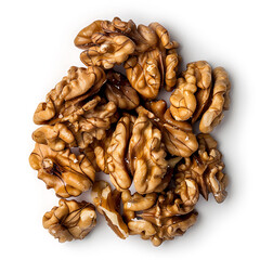 Heap of Raw Walnuts Isolated on White Background