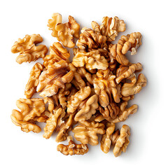 Heap of Raw Walnuts Isolated on White Background