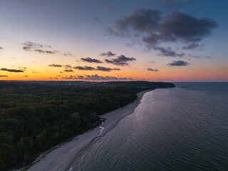 Fototapeta premium Cliff in Gdynia Orlowo by the Bay of Gdansk at dusk, Poland.