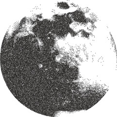 Moon y2k retro stipple art lunar brutalist halftone vector png transparent, night 2000s photocopy effect tattoo aesthetic © Catnip