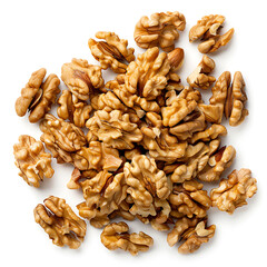 Heap of Raw Walnuts Isolated on White Background