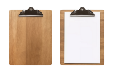 Set of Plain empty blank clipboard clip board with paper sheet on transparent background cutout, 