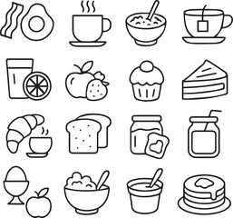 Breakfast icon set