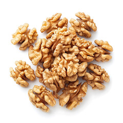 Heap of Raw Walnuts Isolated on White Background