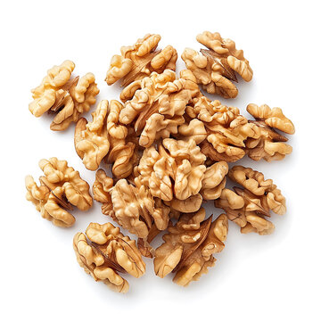 Heap of Raw Walnuts Isolated on White Background