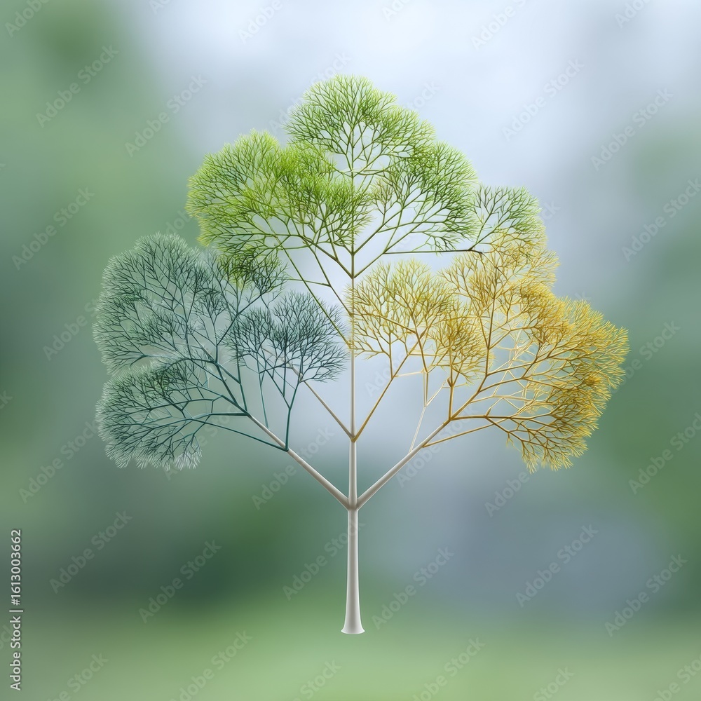 Poster tree graph illustrating wealthy growth patterns in nature infographic tranquil environment aerial vi
