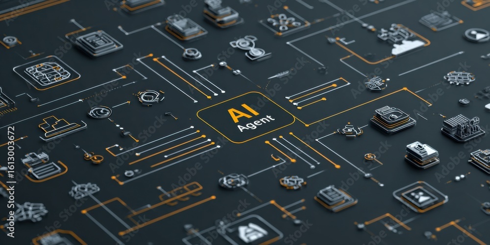 Poster ai workflow automation artificial intelligence software interface nodes triggers data tool dashboard